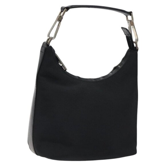 GUCCI Hand Bag Nylon Black Silver 000 0601 Auth 119331 - Picture 1 of 16